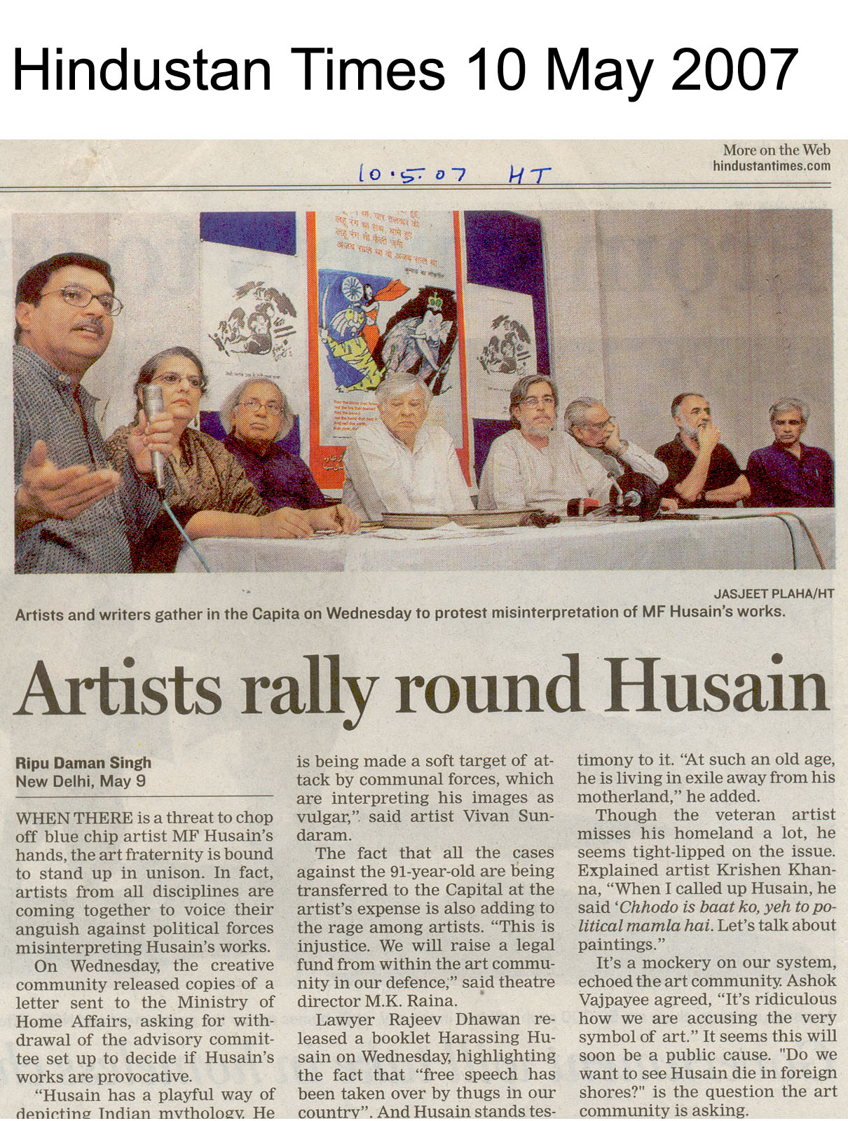 Hindustan Times 10 May 2007